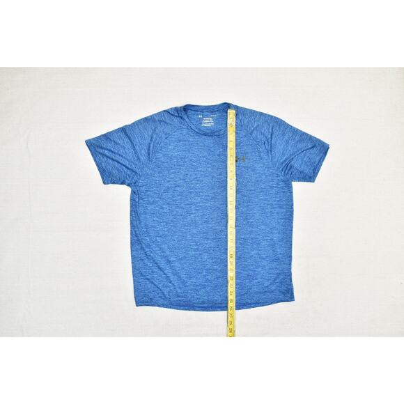 Under Armour Men's Tech Tee Blue Heather Regular Size LG Gym Run Short Sleeve - Picture 4 of 8